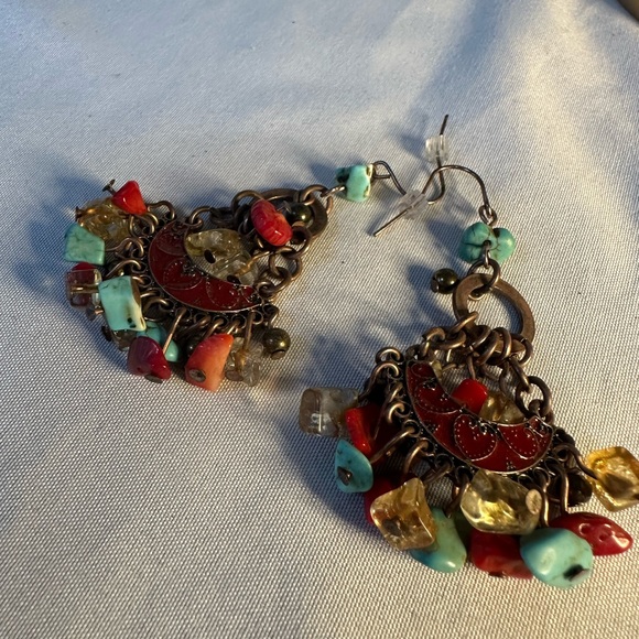 Boho tribal vibes dangle stone earrings - Picture 4 of 4